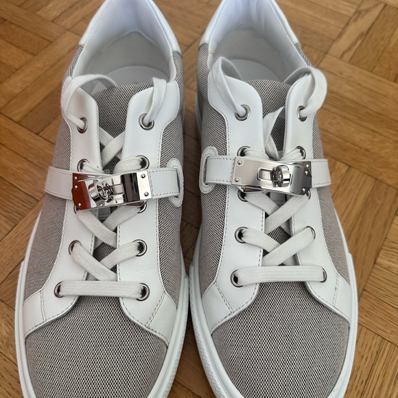 Hermes White and Gray Men's Sneakers - Picture 1 of 6